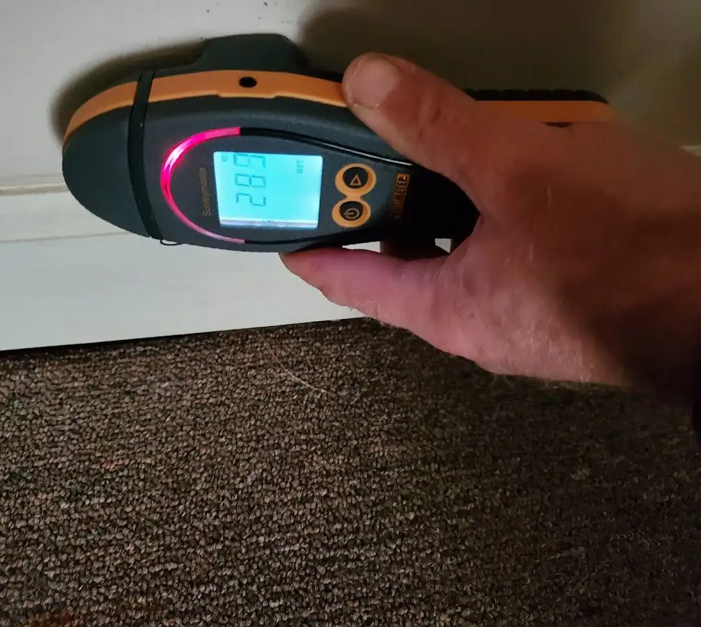 Moisture detection at baseboard during Burst Pipe Cleanup in Las Cruces